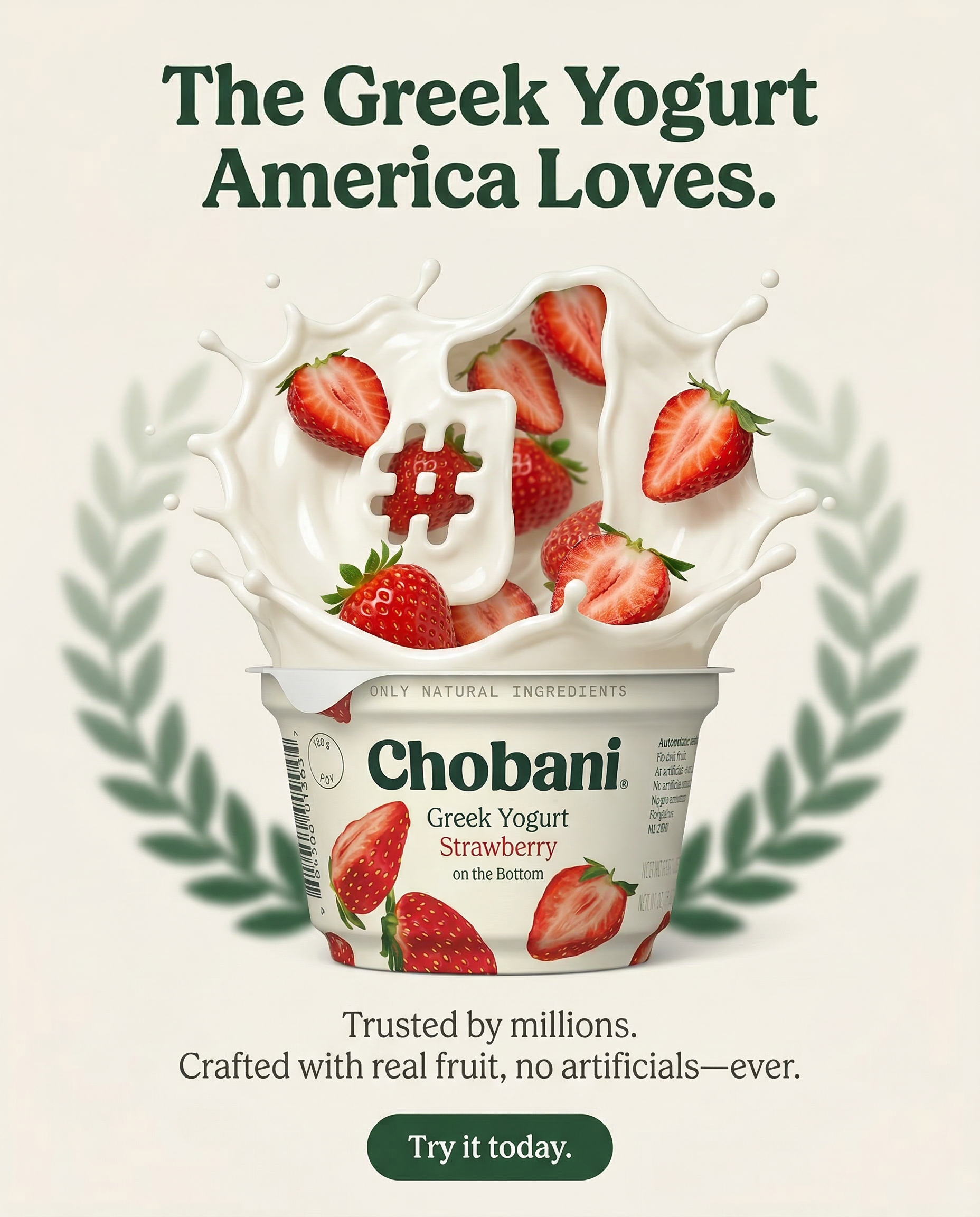 Chobani Greek Yogurt static ad creative designed by 100 Creatives