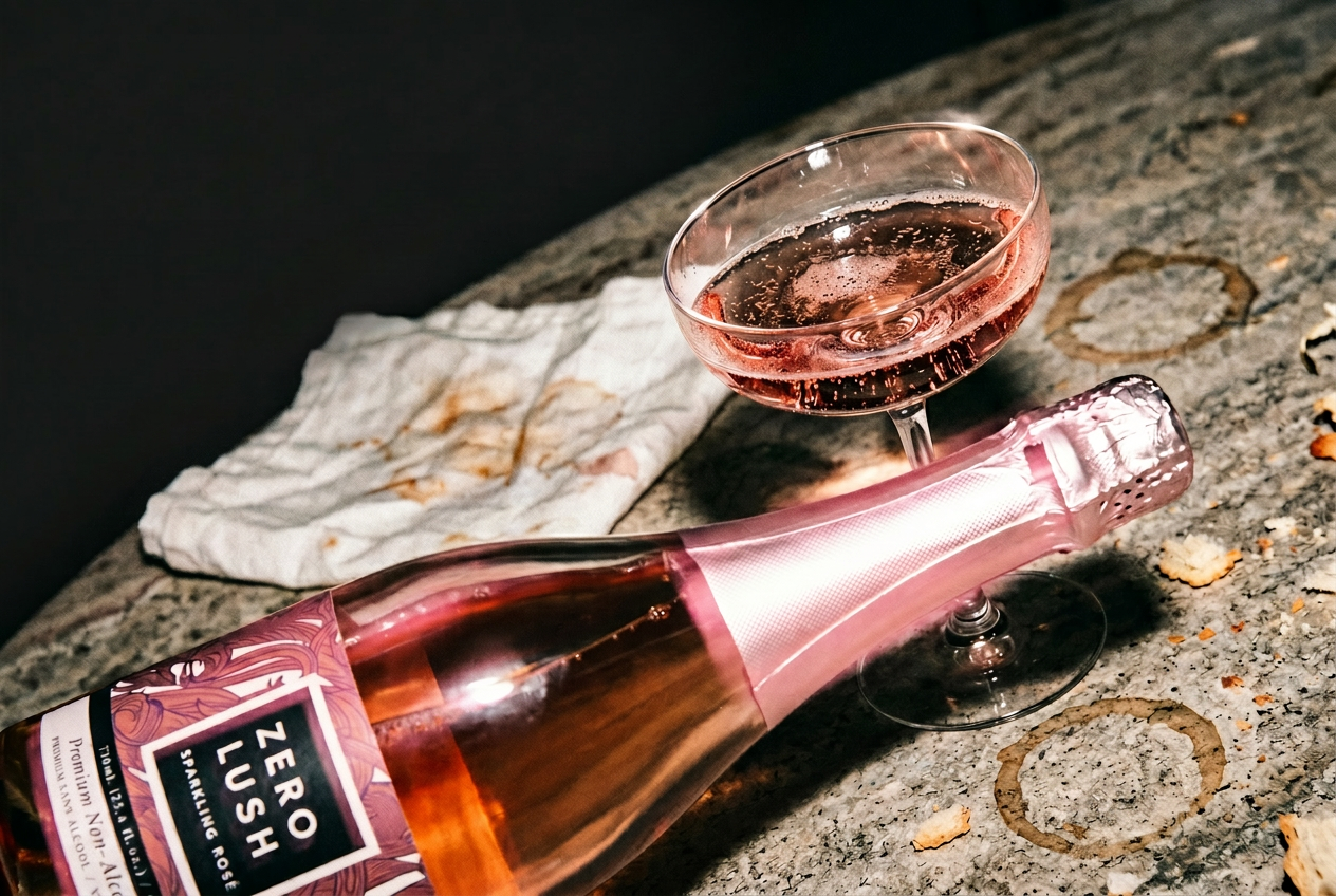 Zero Lush non-alcoholic sparkling wine editorial campaign